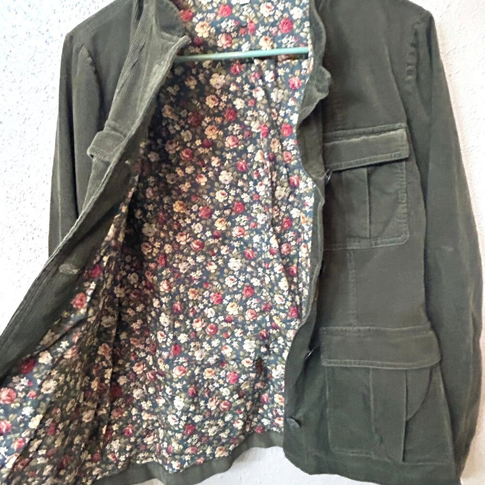 Sundance Green Corduroy Jacket w Floral Lining & Pockets Size Medium - Picture 5 of 7